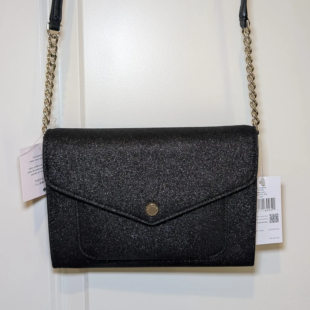 🎉 SALE 🎉 NWT Kate Spade Tinsel Flap Crossbody Convertible Clutch Glitter
